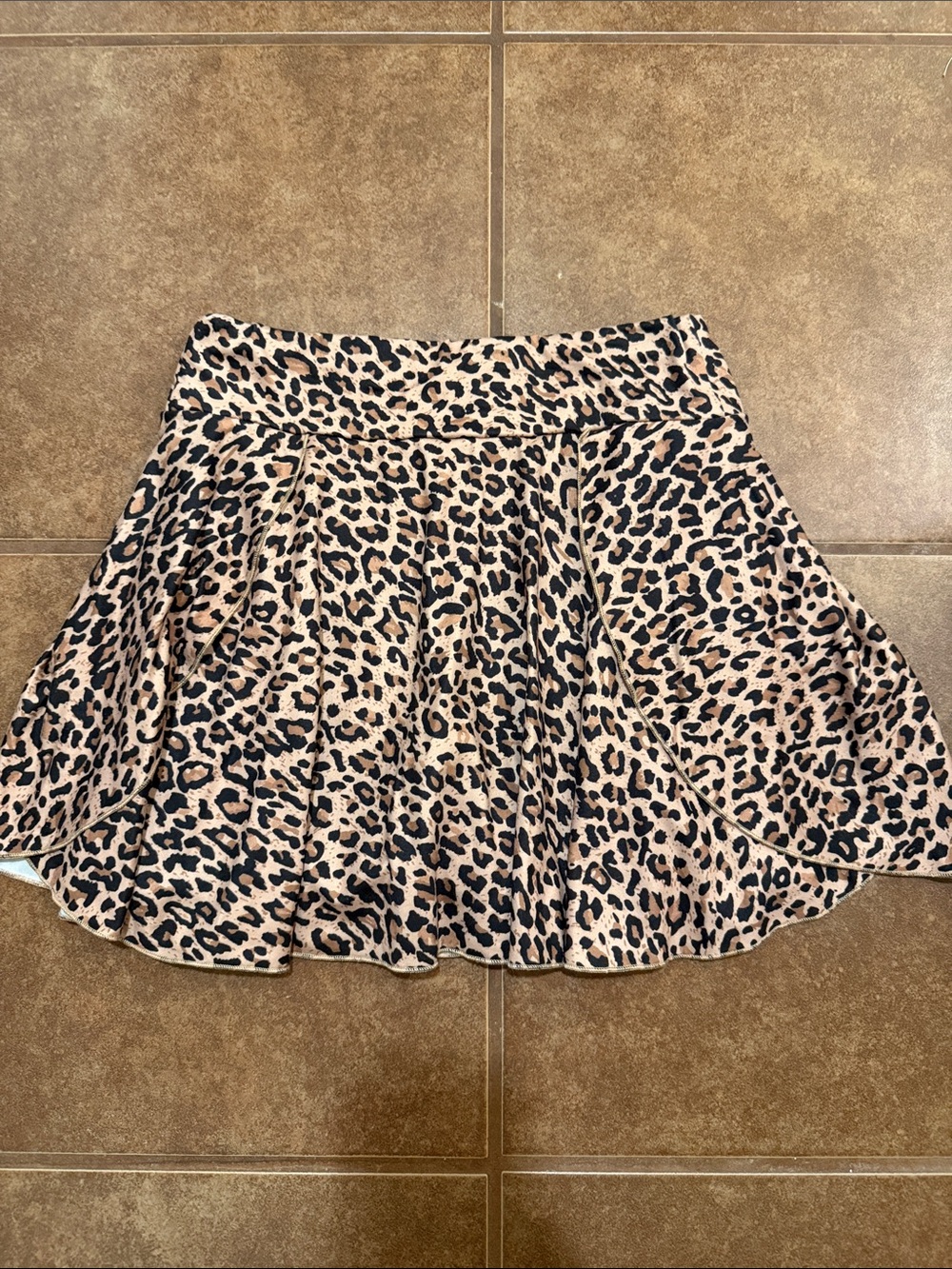 SHEIN Leopard Print Flared Skort - Beige & Black